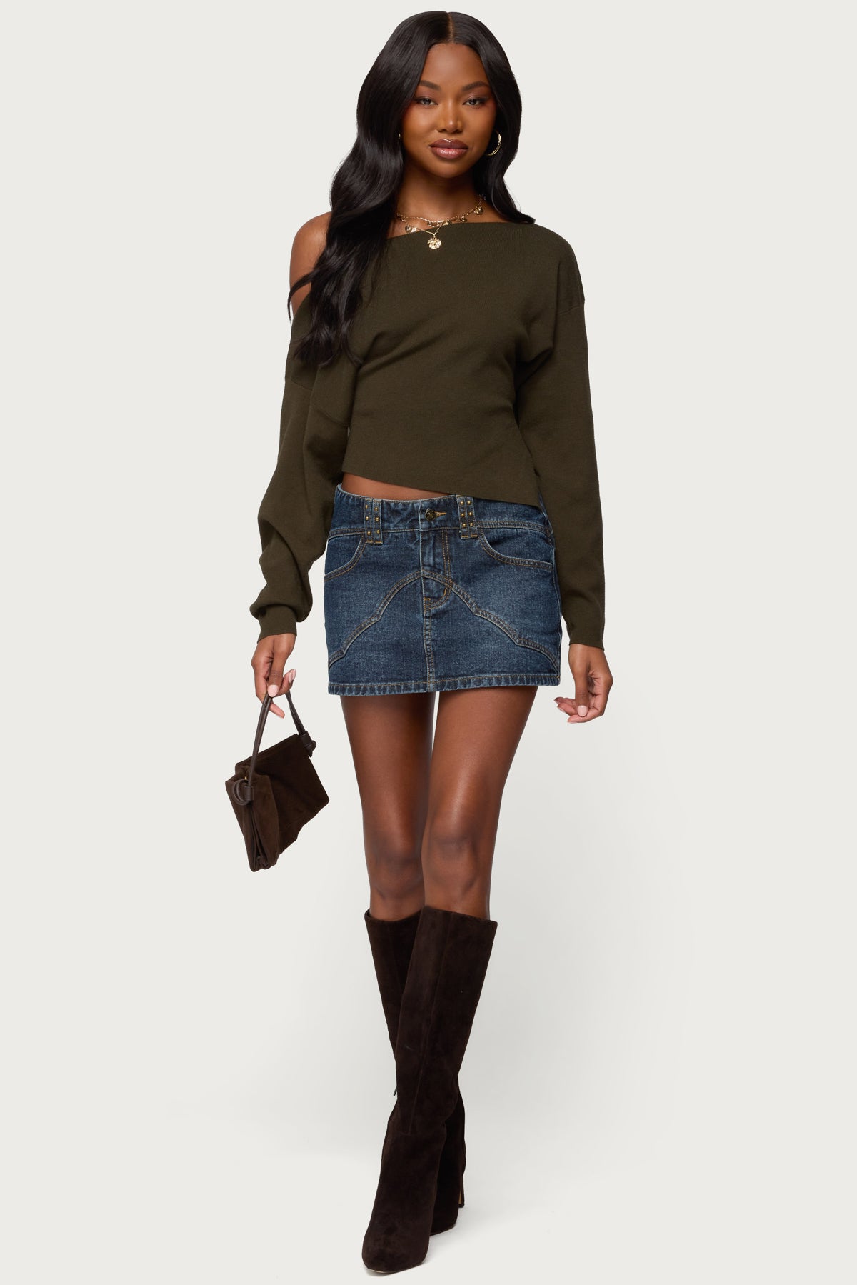 Chenelle Asymmetric Off Shoulder Sweater - Image 2