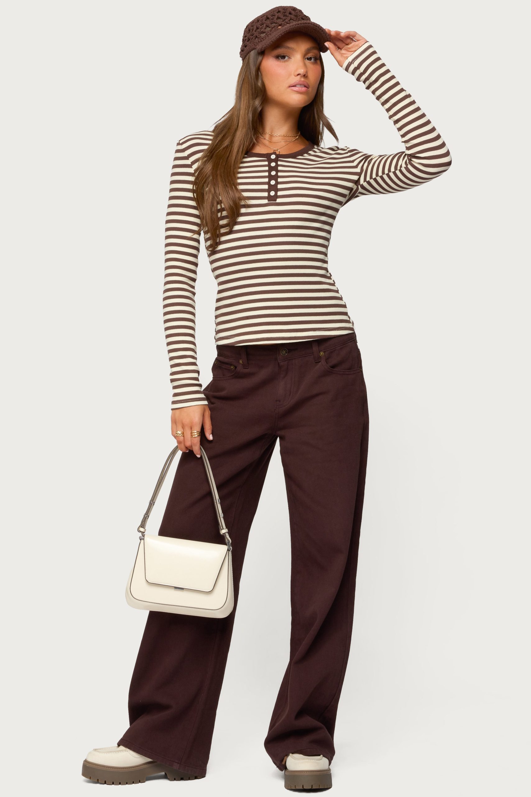 Roma Striped Henley Top - Image 2