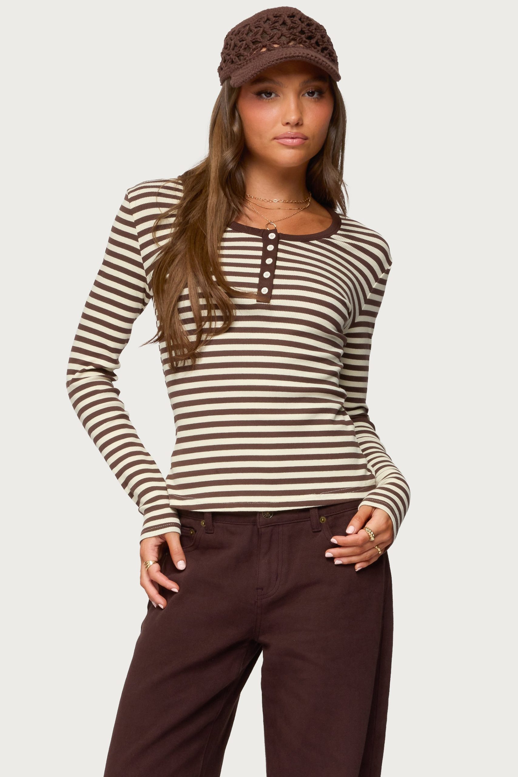 Roma Striped Henley Top