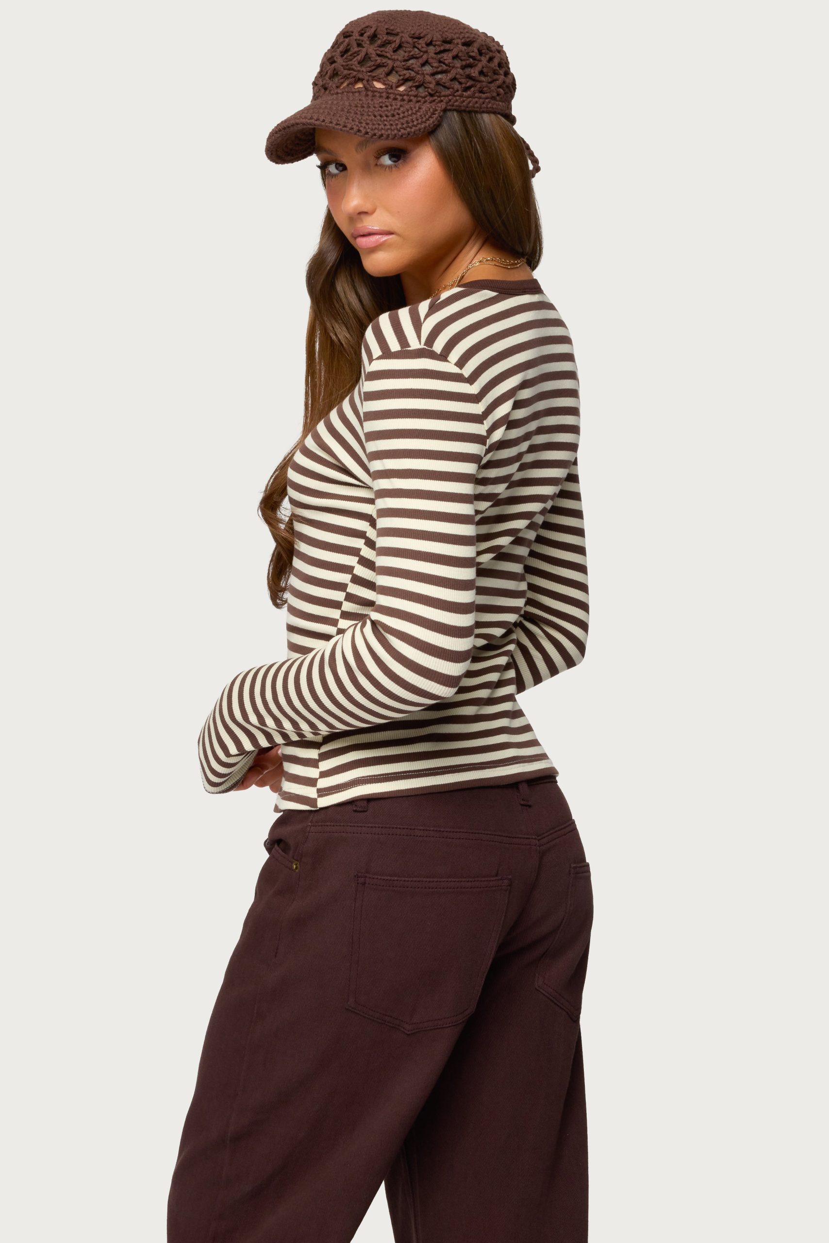 Roma Striped Henley Top - Image 5
