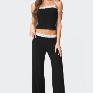 Domino Contrast Lace Trim Pants
