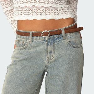Faux Suede Slim Belt
