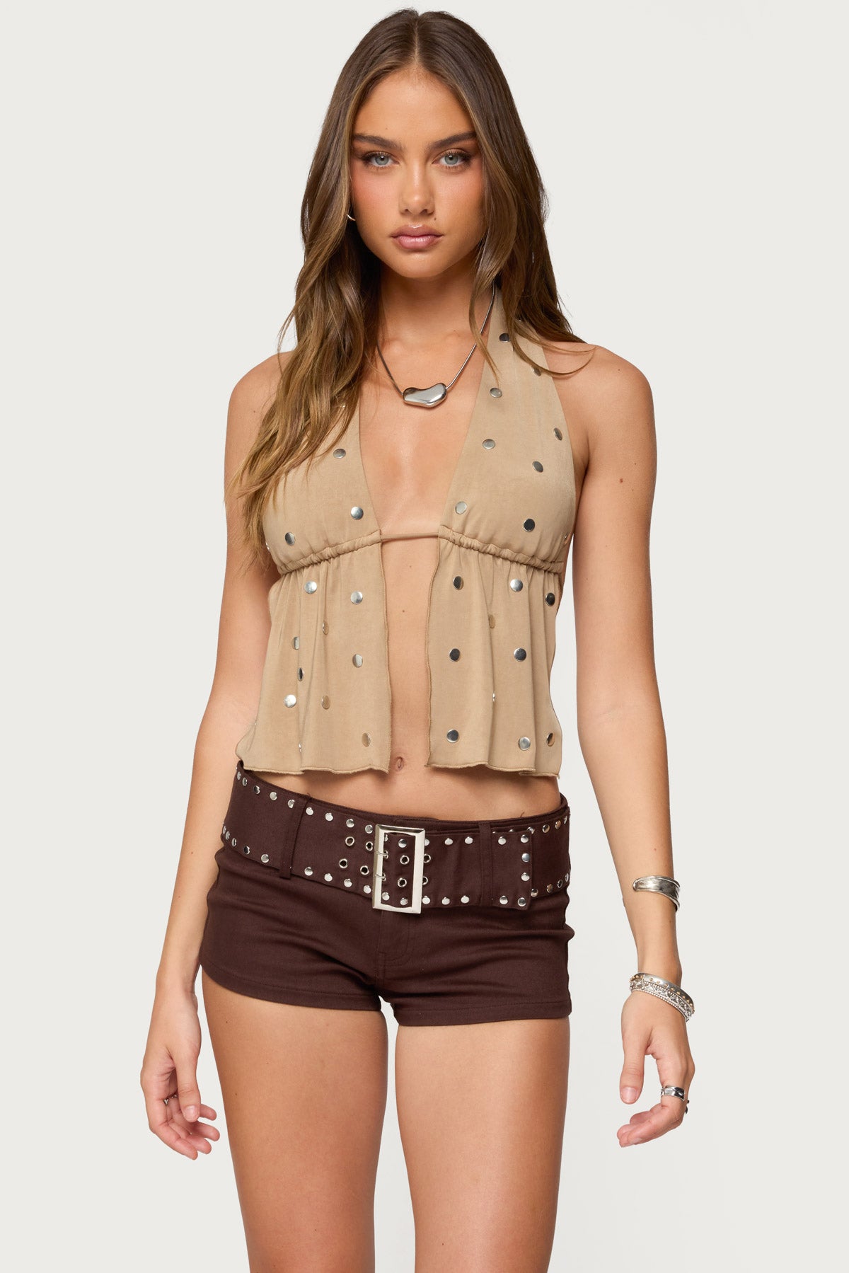 Studded Backless Split Front Top - Image 2