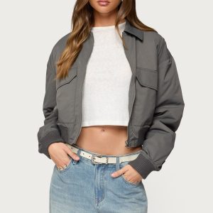 Dolan Ruched Oversized Bomber Jacket