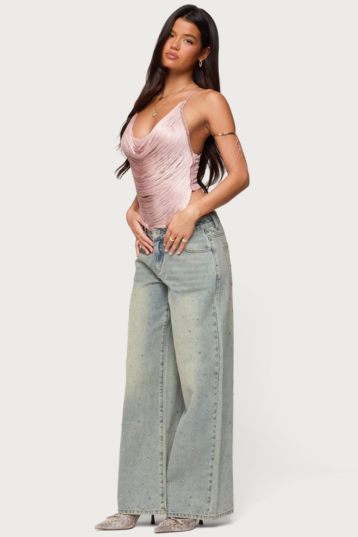 Elenie Fringed Cowl Neck Top - Image 4