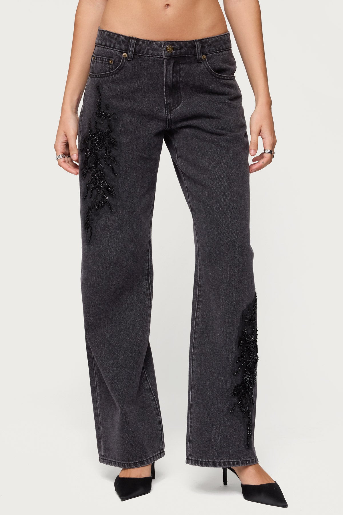 Rossa Beaded Low Rise Jeans - Image 3