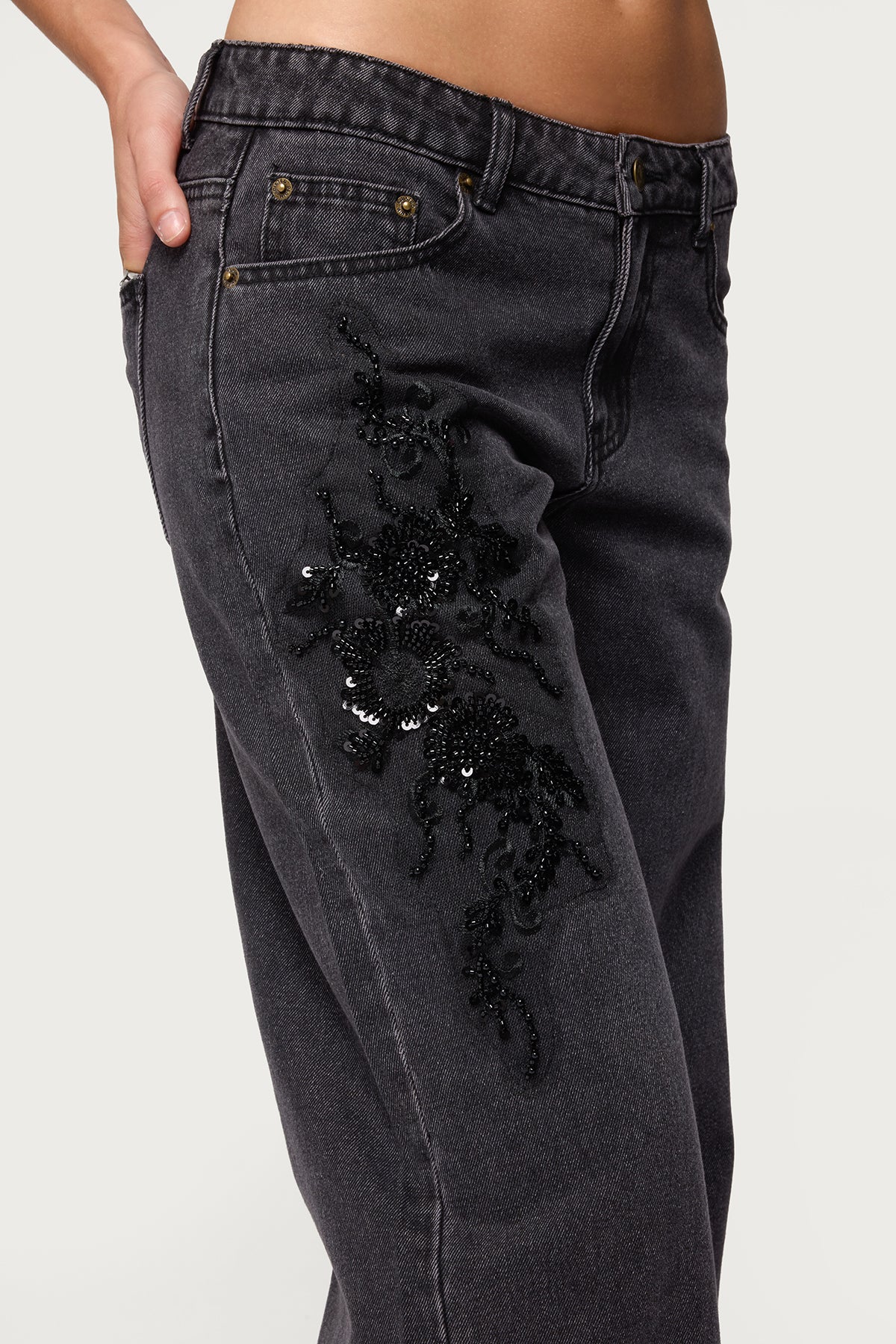 Rossa Beaded Low Rise Jeans - Image 2