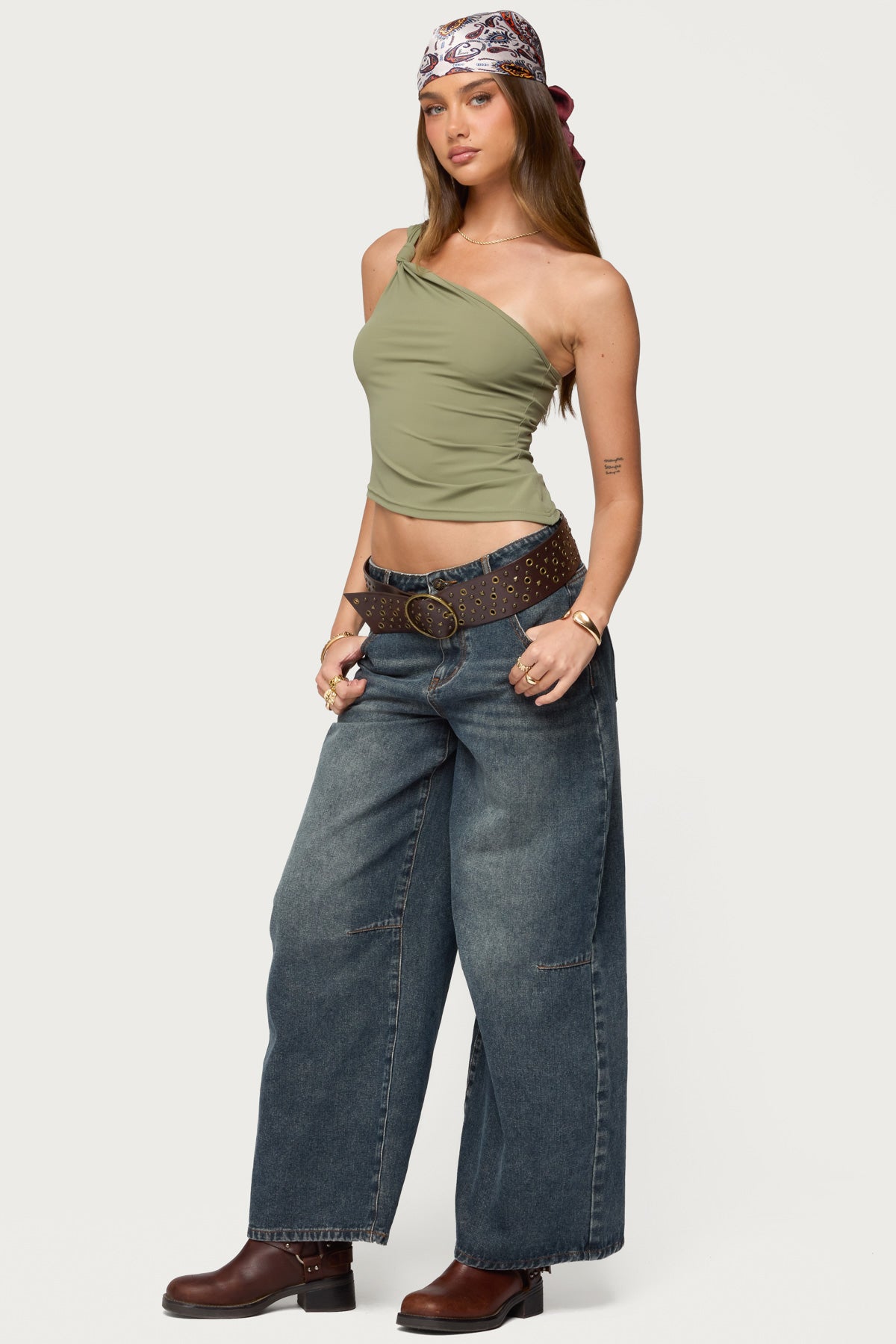 Knotted One Shoulder Asymmetric Top - Image 4