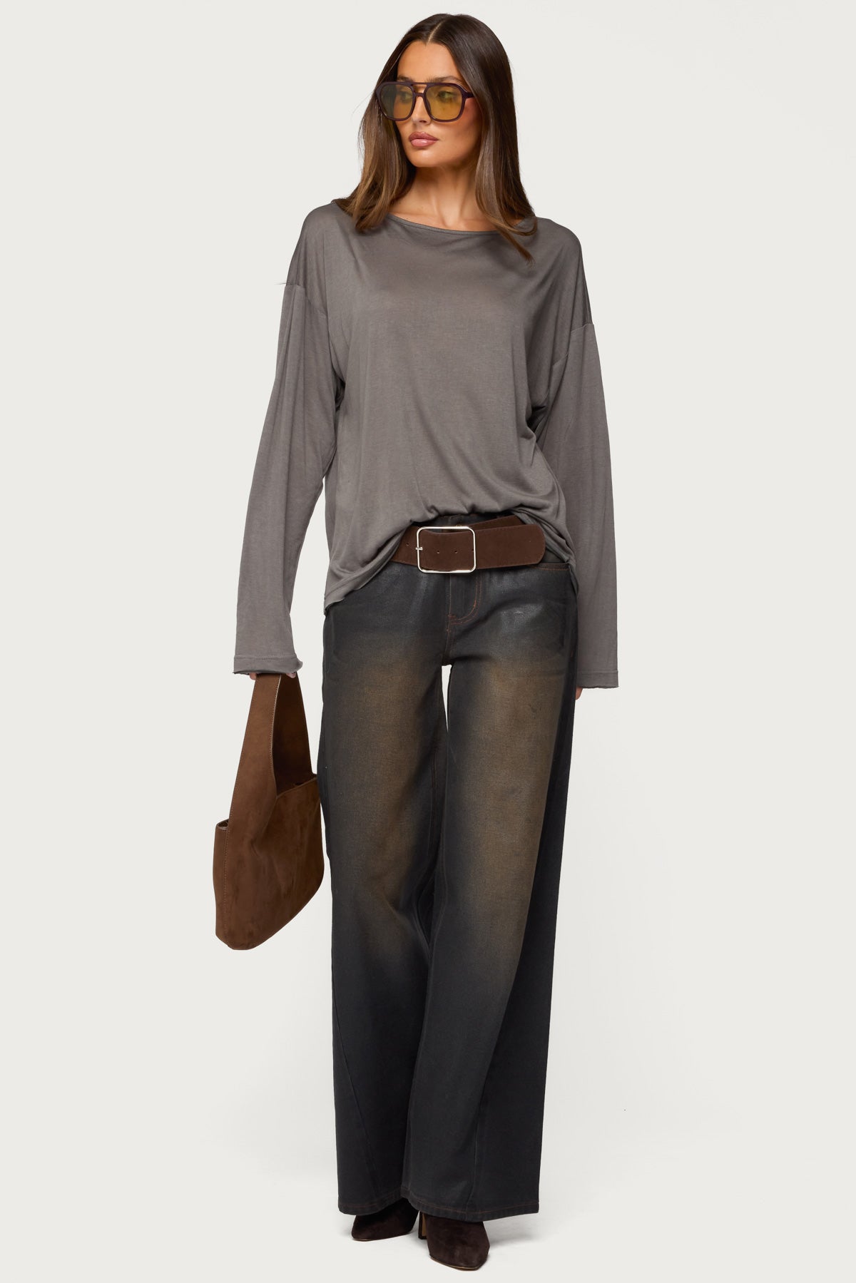 Oversized Semi Sheer Long Sleeve T Shirt - Image 2