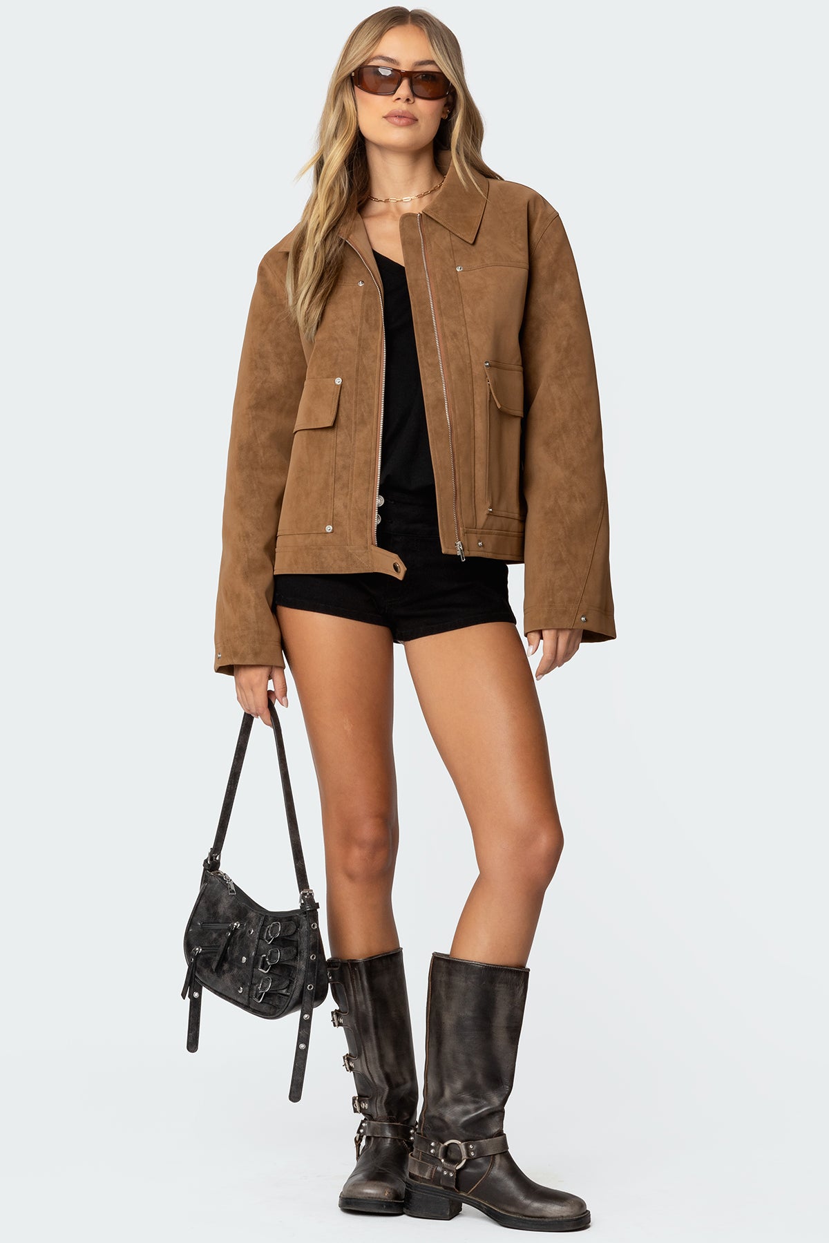 Annabelle Oversized Faux Suede Jacket - Image 2