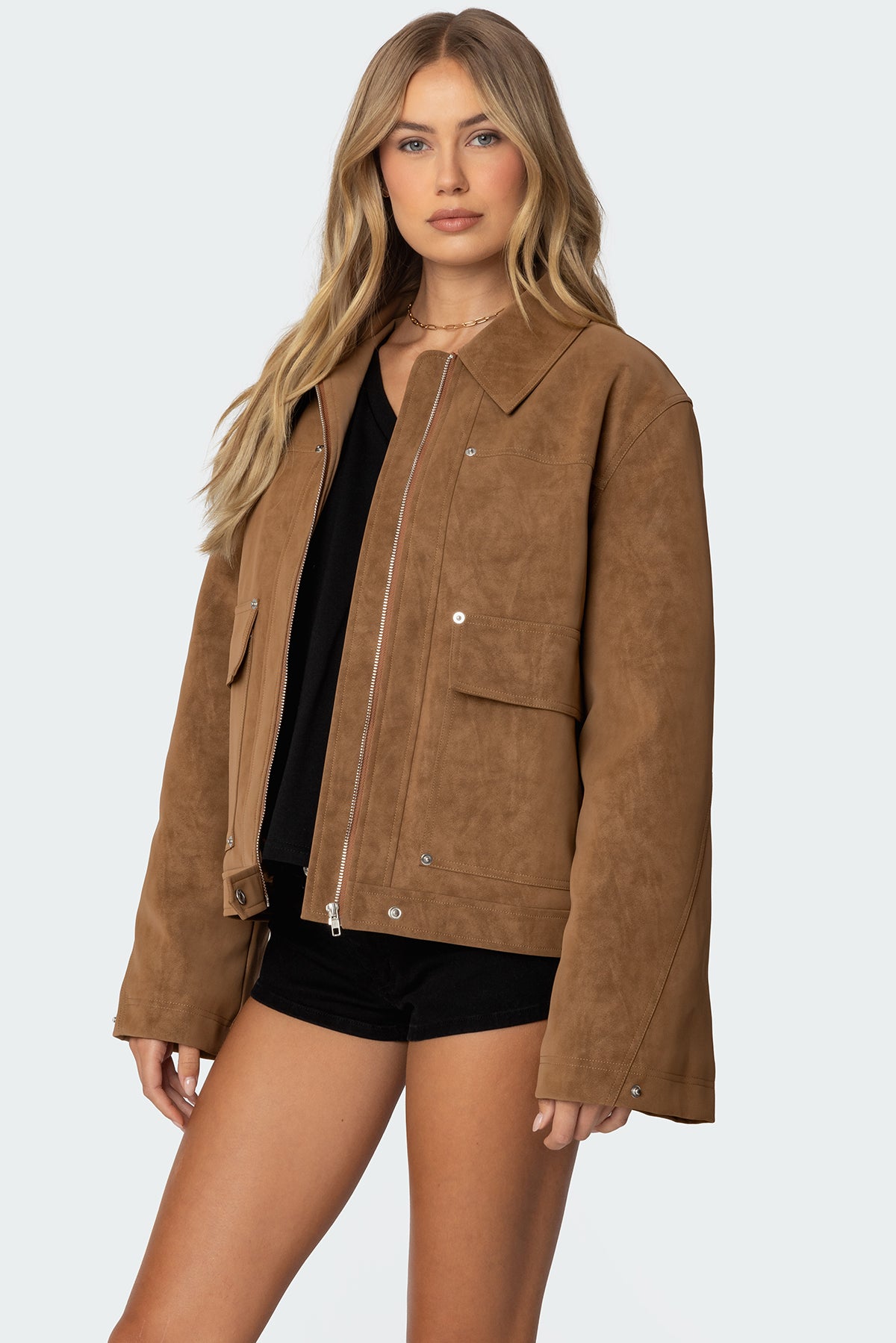 Annabelle Oversized Faux Suede Jacket - Image 3