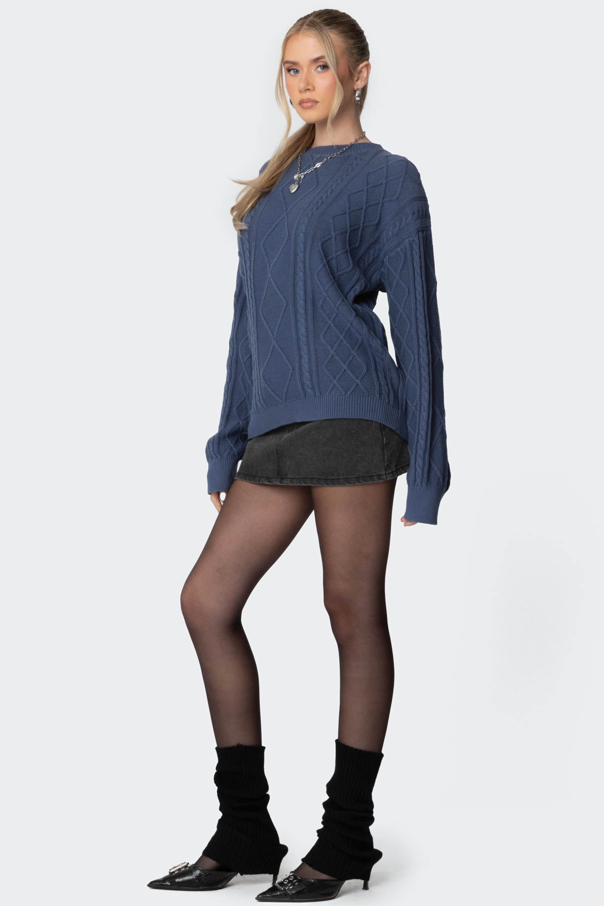 Jessy Cable Knit Oversized Sweater - Image 4