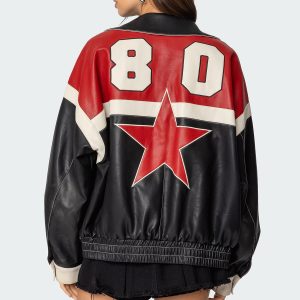 North Star Faux Leather Jacket