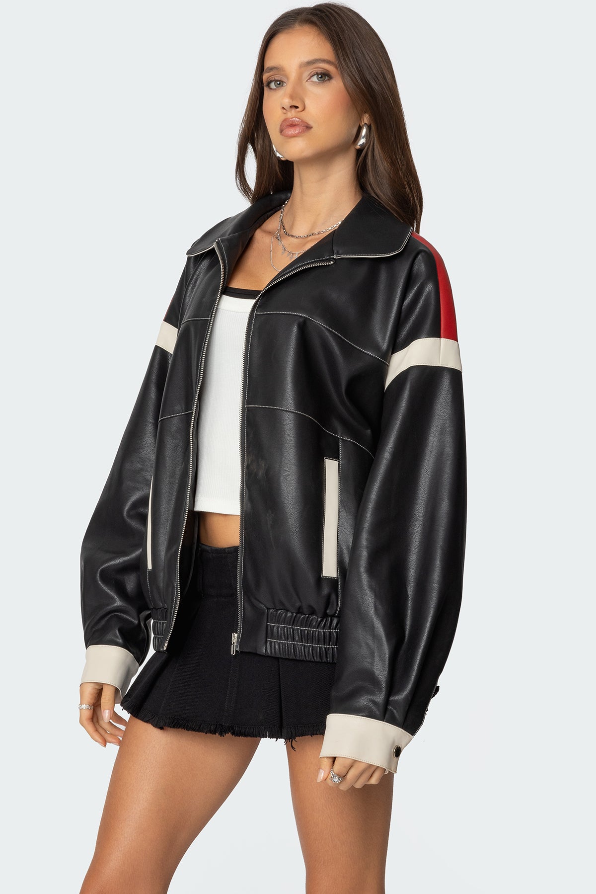 North Star Faux Leather Jacket - Image 4