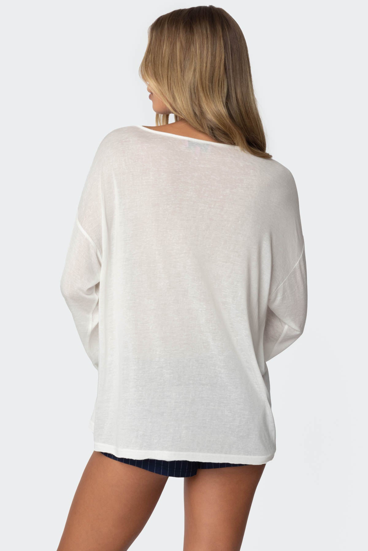 Oversized Semi Sheer Long Sleeve T Shirt - Image 5