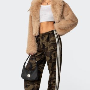 Camo Contrast Striped Sweatpants