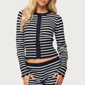 Soren Contrast Striped Knit Cardigan