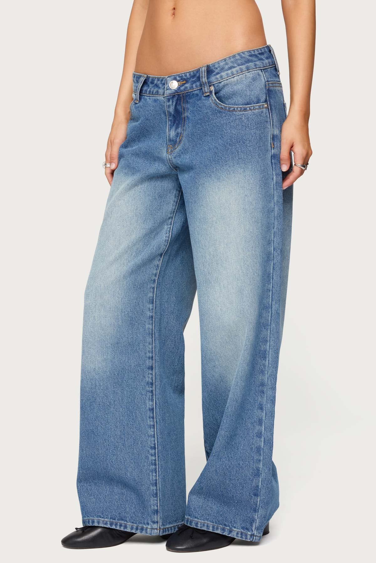 Petite Magda Low Rise Acid Wash Jeans - Image 4