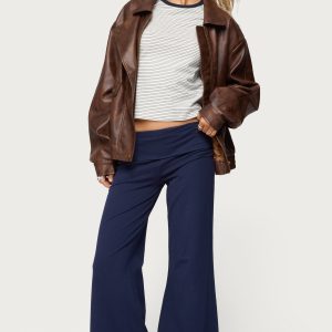 Petite Wide Leg Fold Over Pants