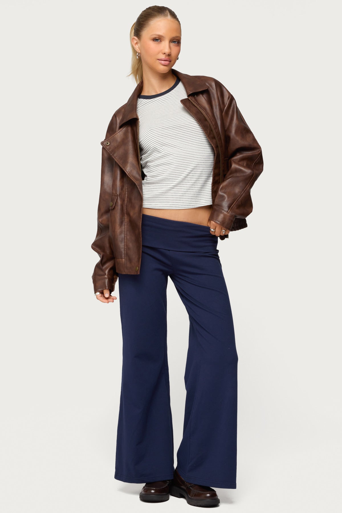 Petite Wide Leg Fold Over Pants - Image 5