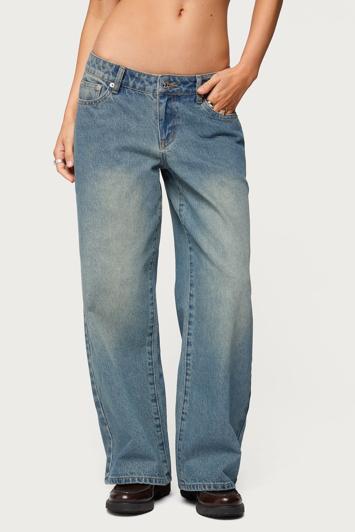 Petite Magda Low Rise Acid Wash Jeans - Image 2