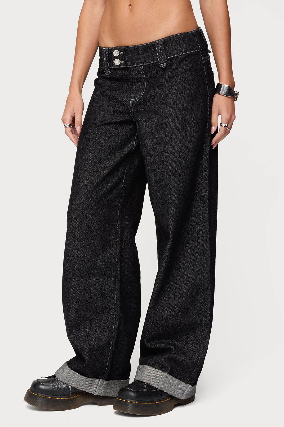 Cuffed Low Rise Straight Leg Jeans - Image 3