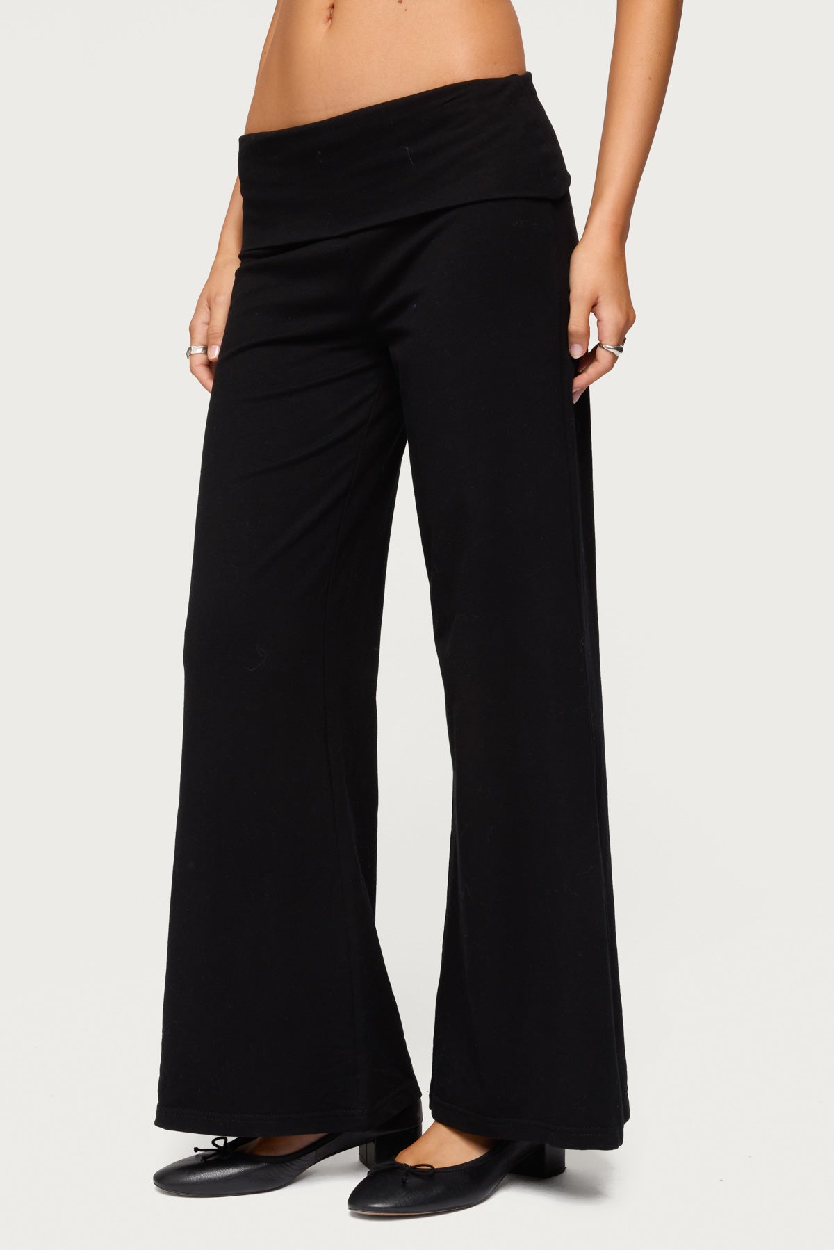 Petite Wide Leg Fold Over Pants - Image 2