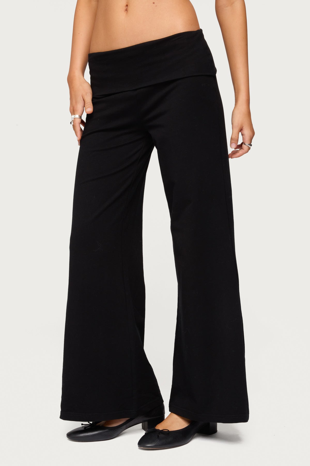 Petite Wide Leg Fold Over Pants - Image 3