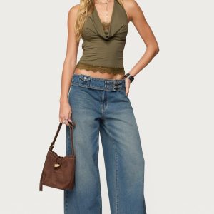 Double Buckle Low Rise Jeans