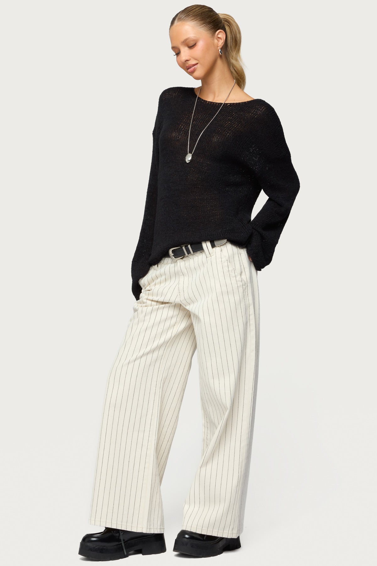 Petite Cory Striped Low Rise Jeans - Image 4