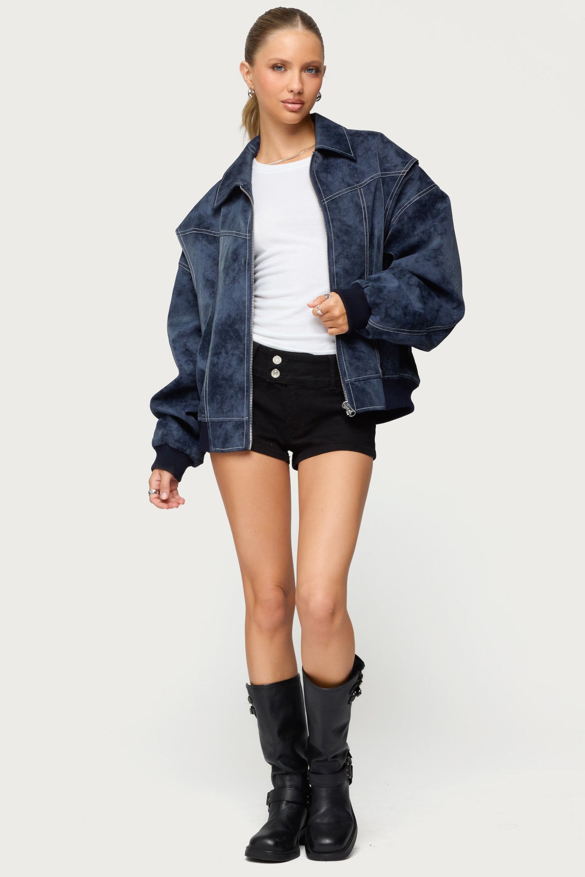 Ownley Oversized Faux Leather Bomber Jacket - Image 4