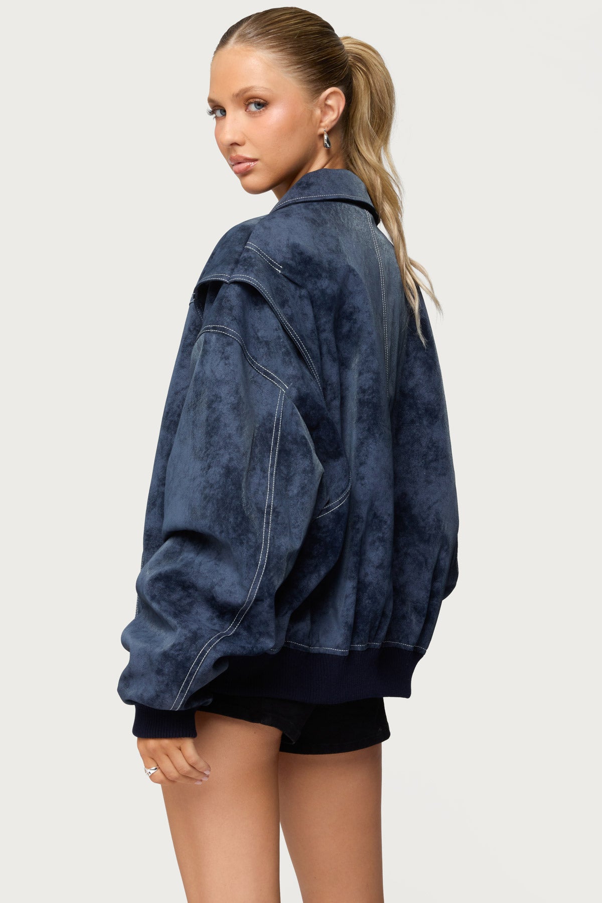Ownley Oversized Faux Leather Bomber Jacket - Image 5
