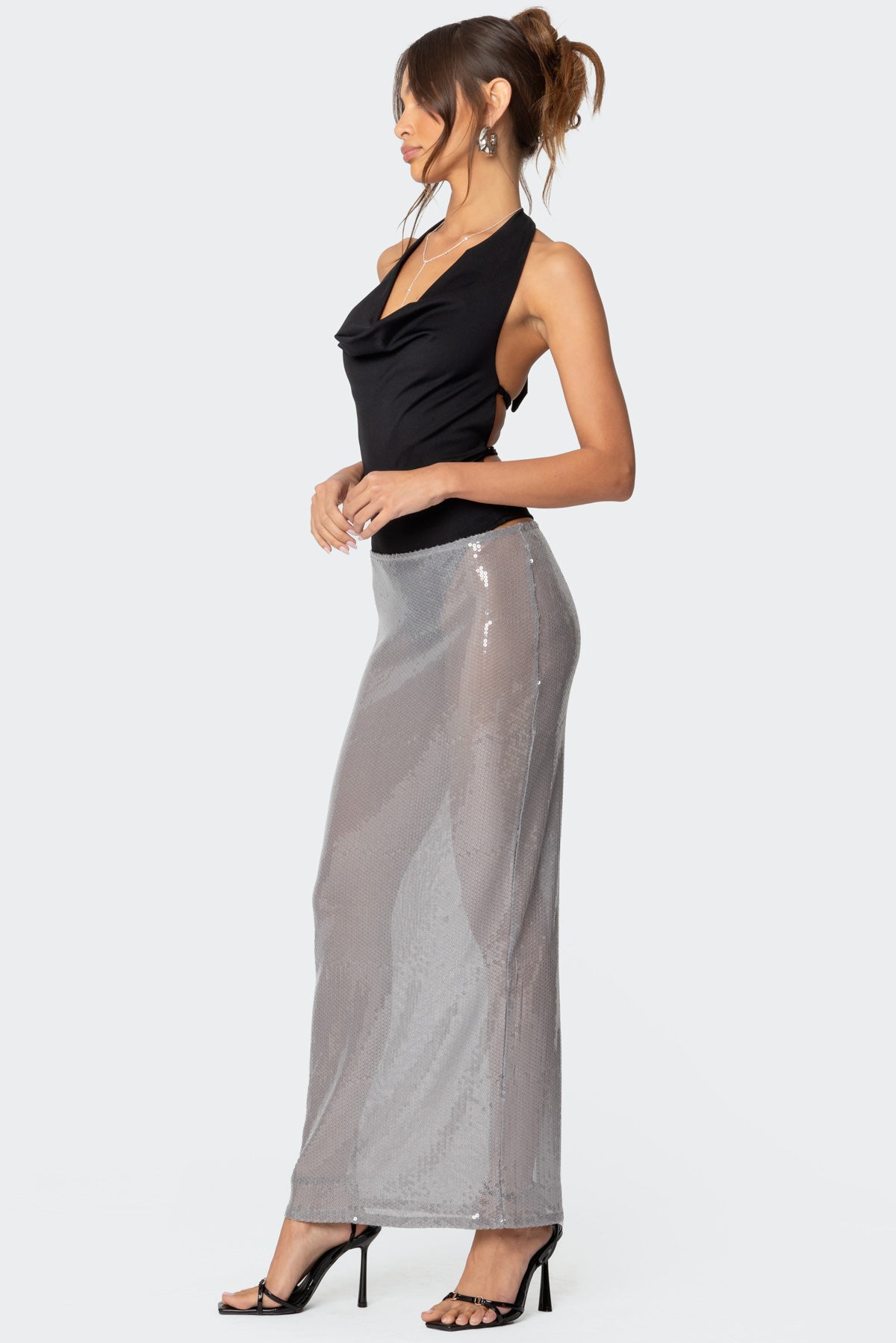 Backless Cowl Neck Bodysuit - Image 4