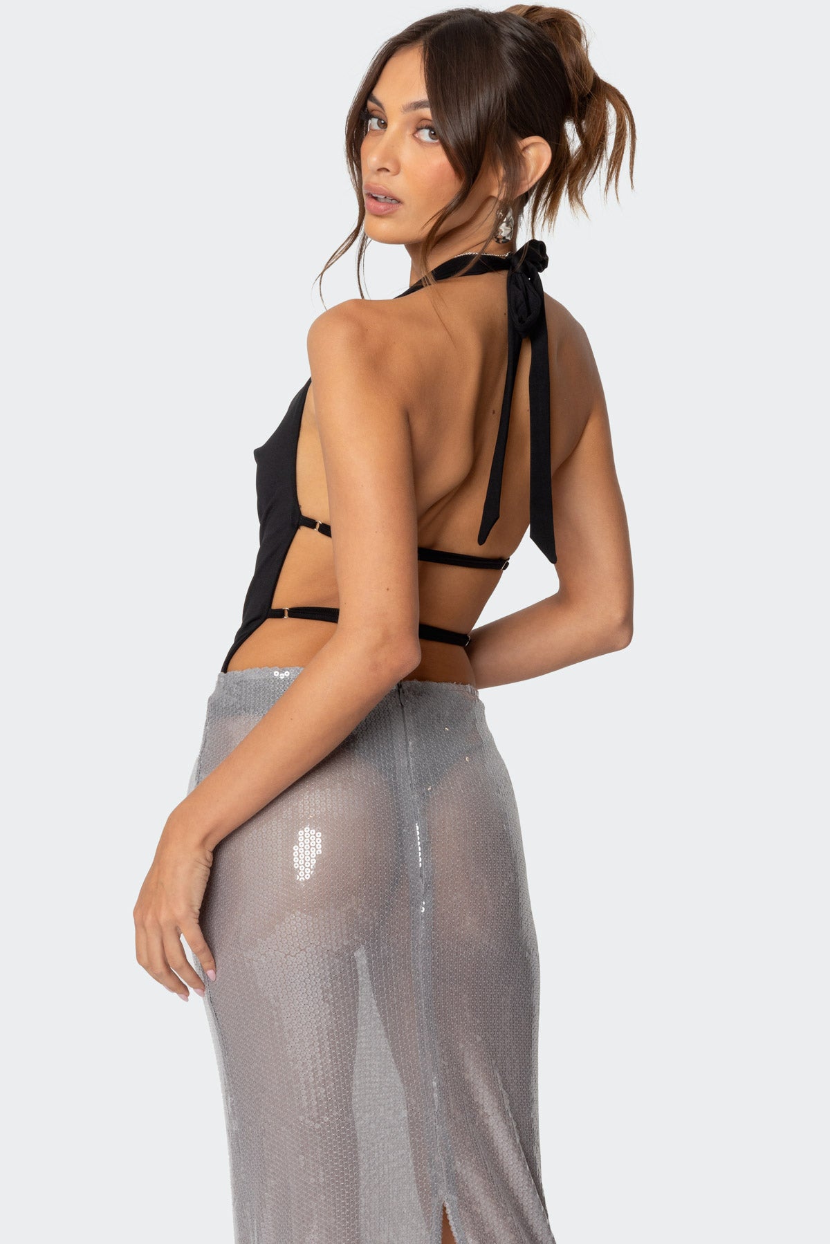 Backless Cowl Neck Bodysuit - Image 5