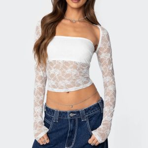 Addison Sheer Lace Two Piece Top
