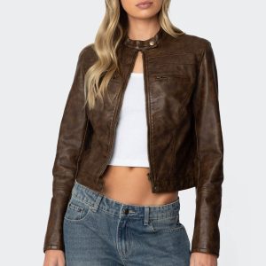 Teddi Washed Faux Leather Jacket