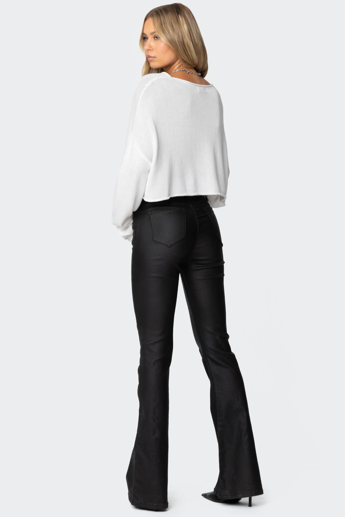 Luna Faux Leather Flare Jeans - Image 4