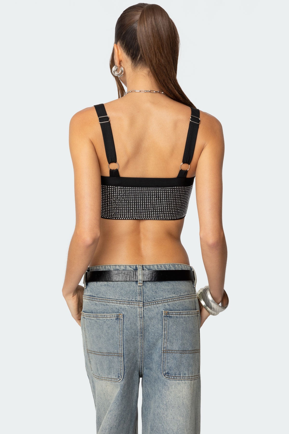 Rhinestone Ribbed Crop Top - Image 4