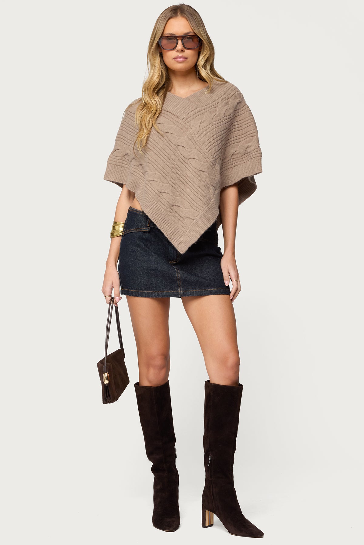Vickey Cable Knit Poncho - Image 2