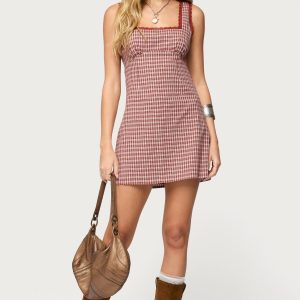 Clarren Lacey Gingham Mini Dress