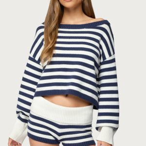 Saphi Striped Oversized Knit Sweater