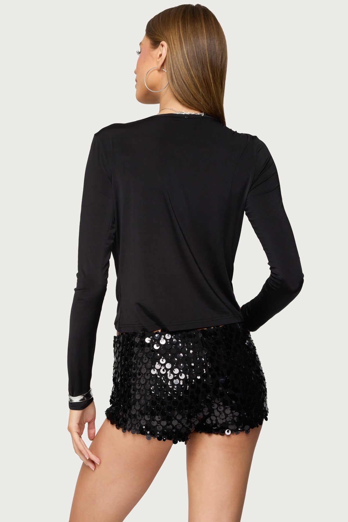 Draped V Neck Long Sleeve Top - Image 5