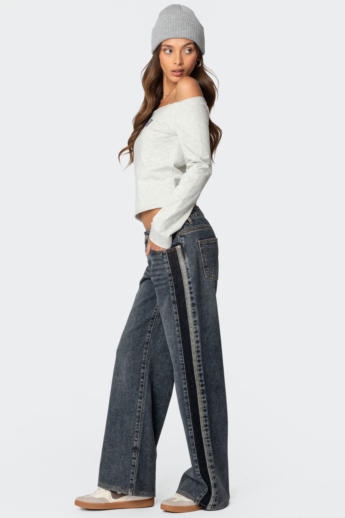 Contrast Panel Low Rise Jeans - Image 3