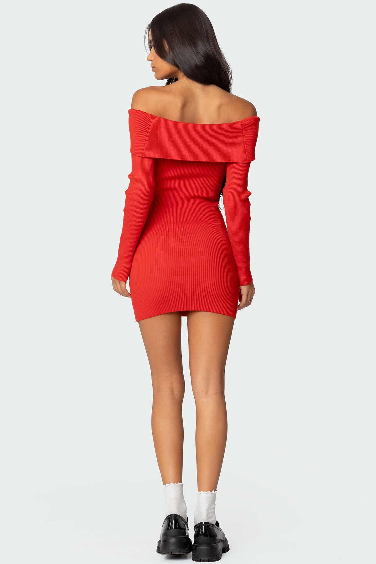 Evi Fold Over Knit Mini Dress - Image 3