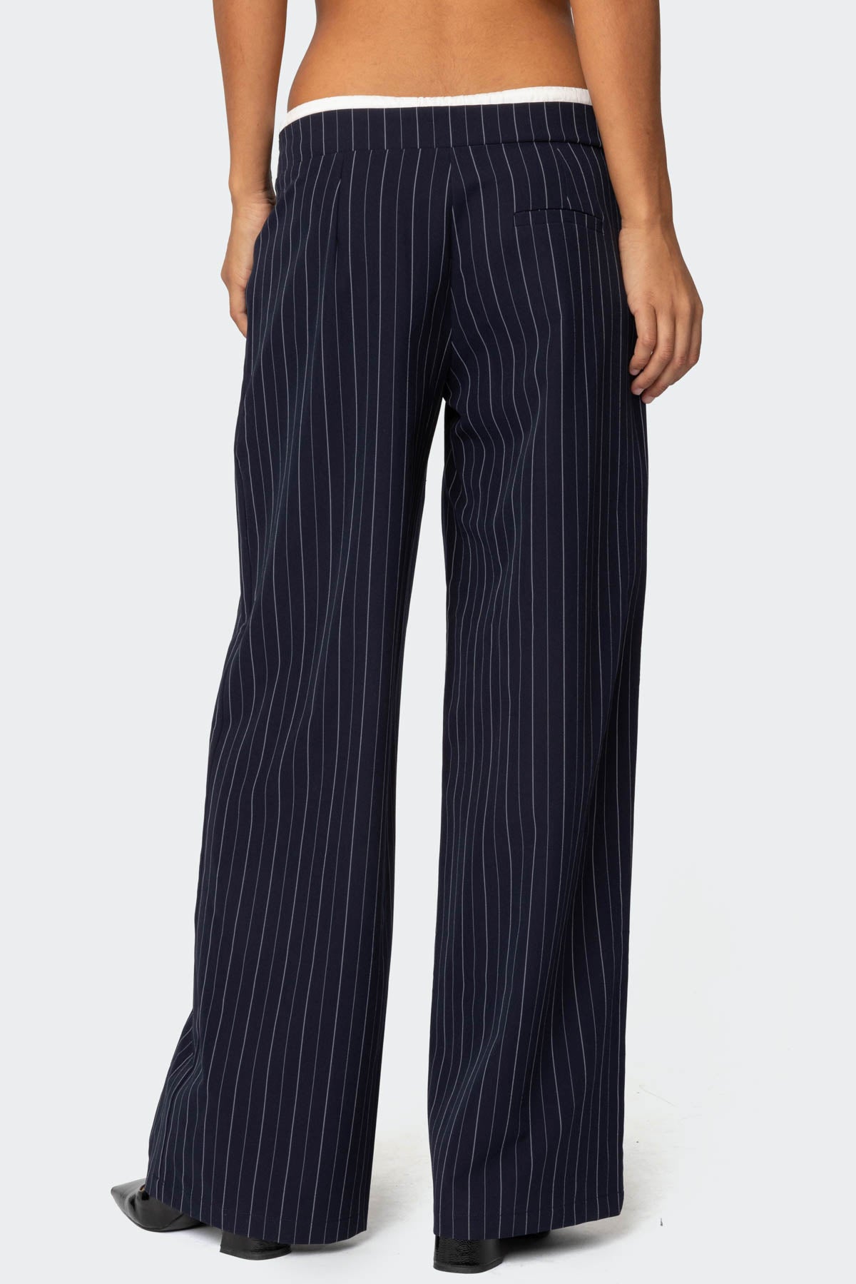 Pinstripe Peekaboo Drawstring Pants - Image 5