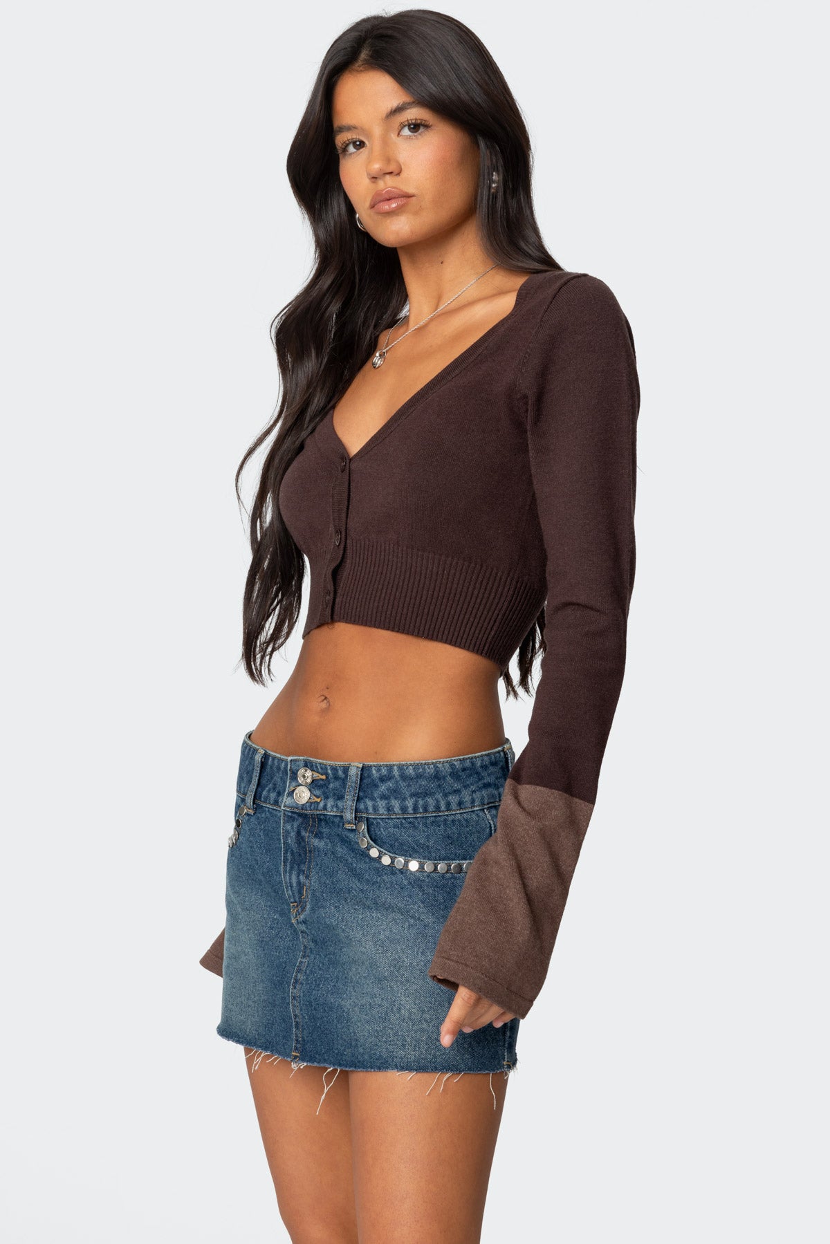 Color Block Flared Sleeve Cardigan - Image 3