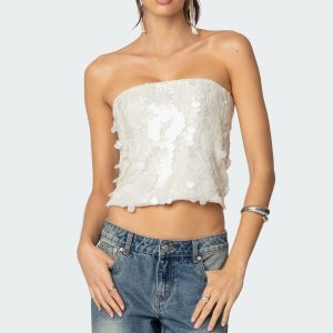 Samara Sequin Strapless Top
