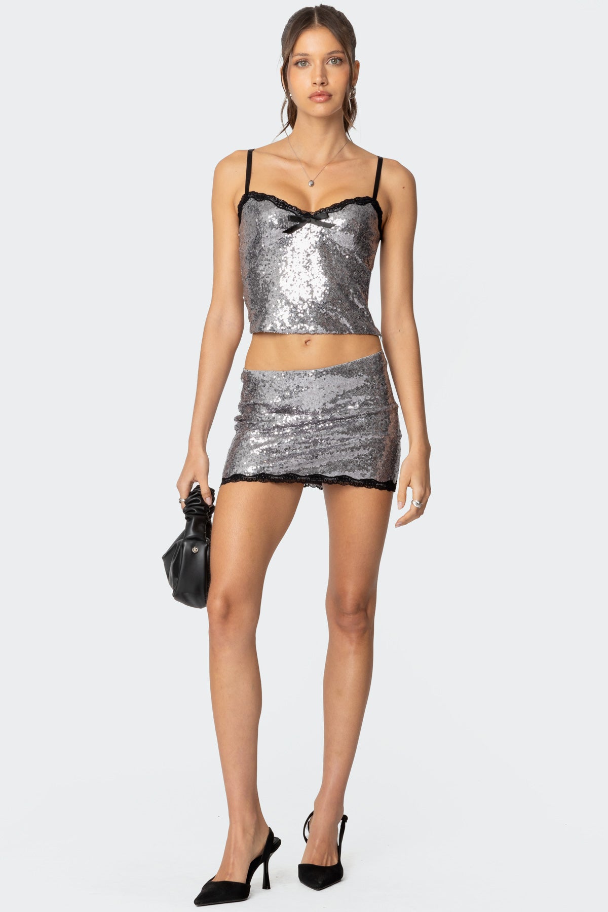 Revel Lace Trim Sequin Tank Top - Image 2