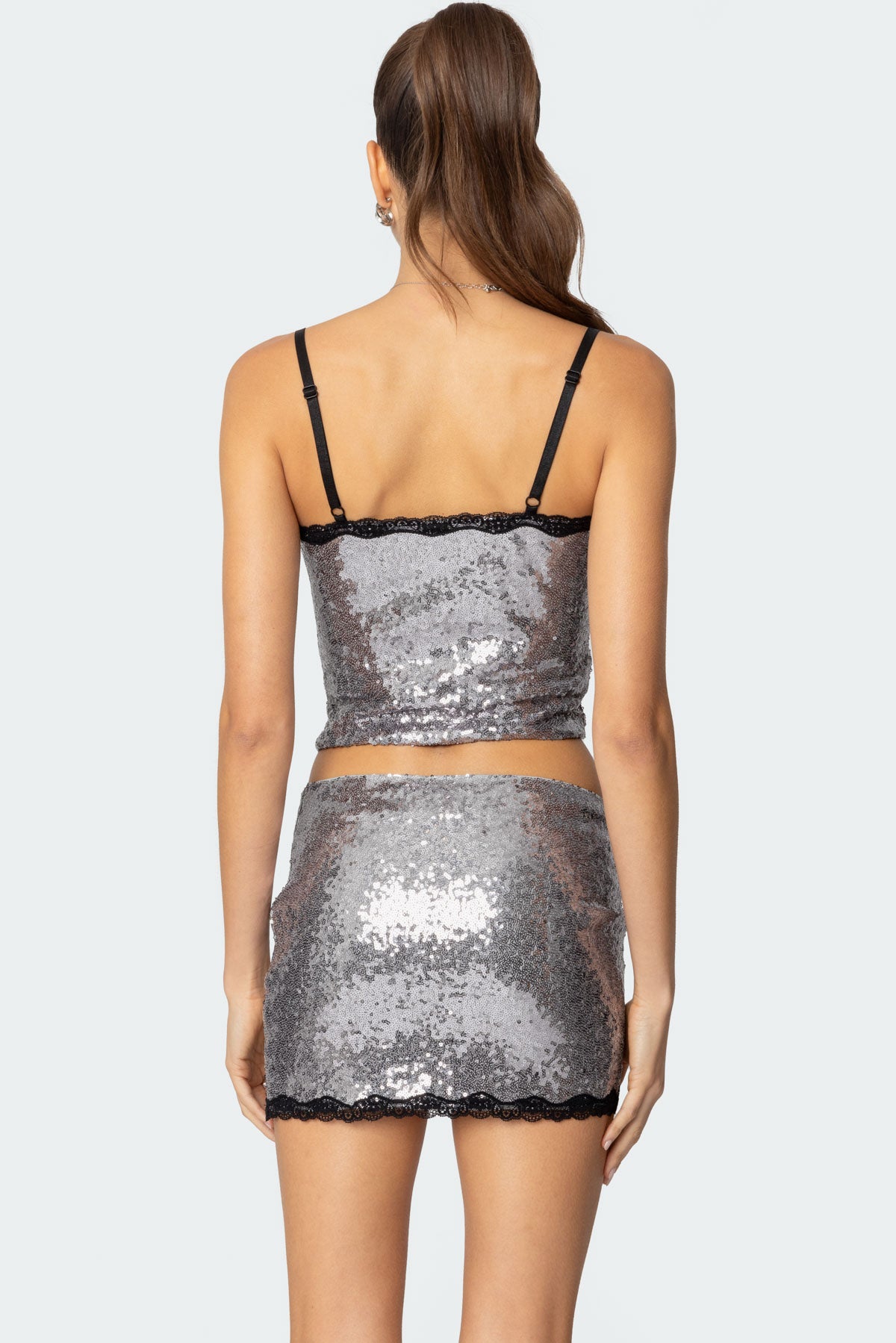 Revel Lace Trim Sequin Tank Top - Image 5