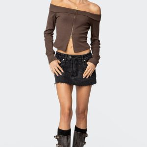 Clementine Low Rise Denim Micro Skort